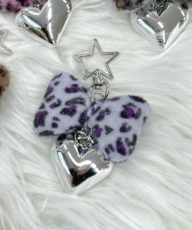 WEGO レオパードリボンキーホルダー パープル