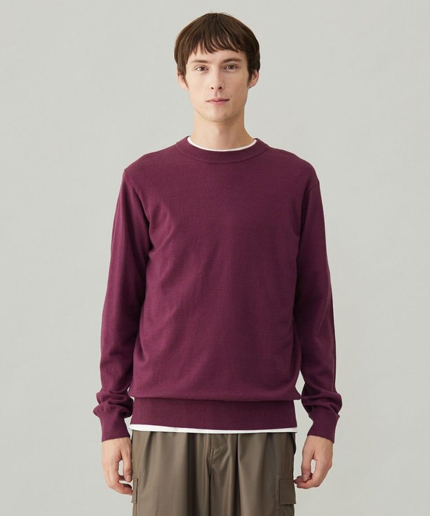 UNFILO MENS 【男女兼用】ライトウォーム クルーネックニット ボルドー