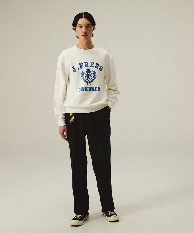 J.PRESS MEN 【J.PRESS ORIGINALS】【UNISEX】Supima Recycle Cotton CREST Logo Sweat ホワイト系
