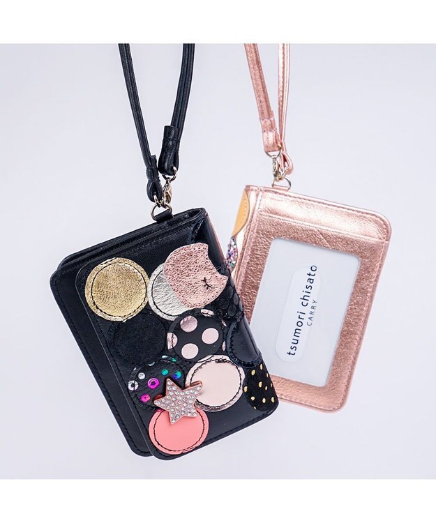 tsumori chisato CARRY 新マルチドット マルチケース パスケース  キャッシュレスにも最適！【キラキラでかわいい！本革のやわらかな風合い】 ブラックⅡ