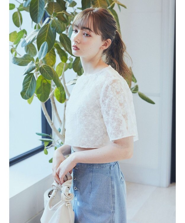 earth music&ecology ＳＥＴ２点　オーガンジー刺繍＋プリーツワンピース Beige