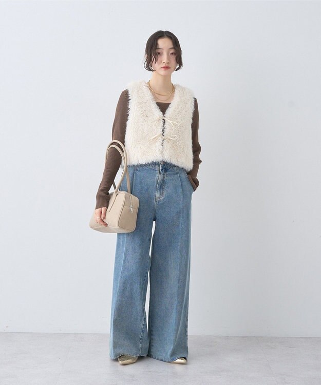 earth music&ecology ハイウエストデニムパンツ Light Indigo