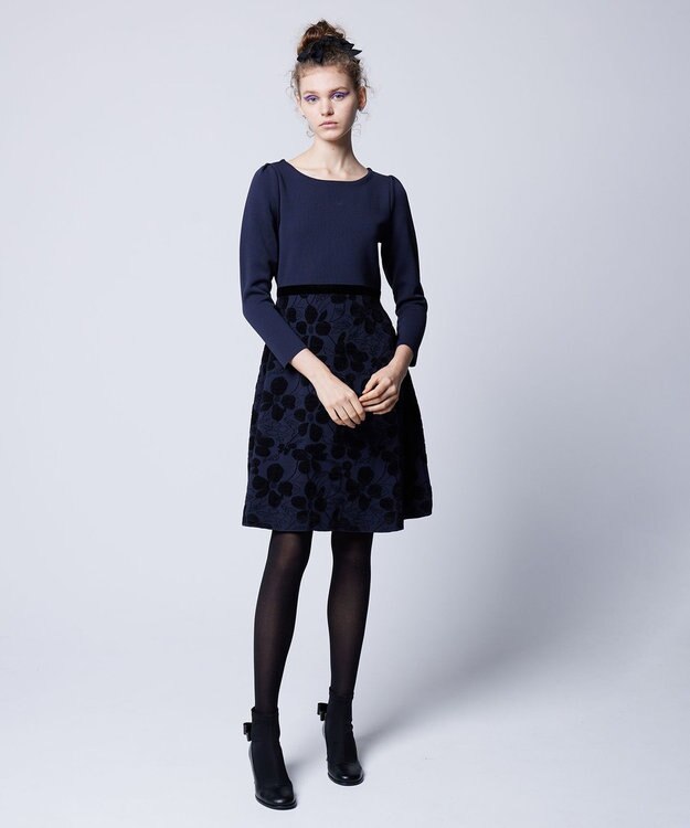 TOCCA 【洗える！】FLORA KNIT DRESS ニットドレス ネイビー系