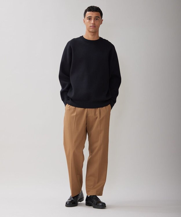 UNFILO MENS 【新色追加】スウェットライク クルーニット [24年秋冬商品] ブラック