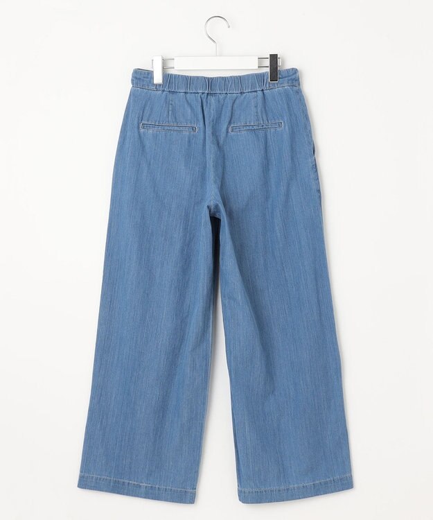 J.PRESS LADIES L 【洗える】5ozバージラコンパクト ワイド パンツ ダルブルー系