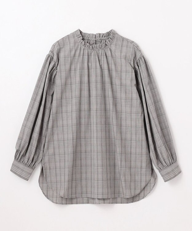 ANY L 【UVカット/抗菌防臭/速乾】エニィファンクション　フリルモックブラウス グレンチェック