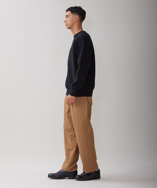 UNFILO MENS 【新色追加】スウェットライク クルーニット [24年秋冬商品] ブラック