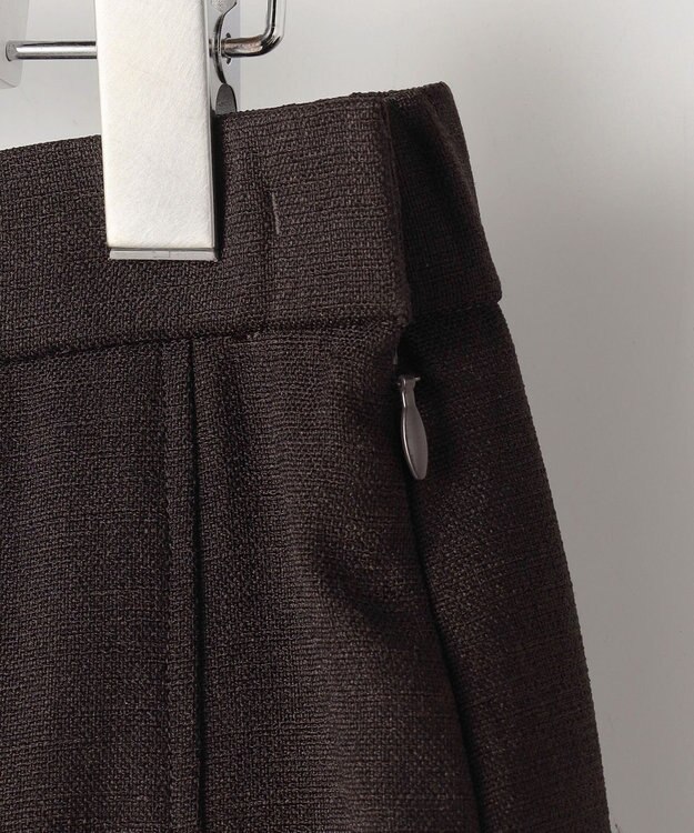 自由区 S 【セットアップ対応】リネンライクシンセティックタック スカート ダークブラウン