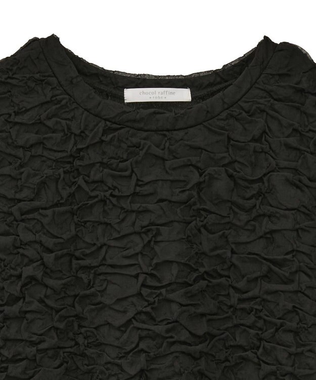 Green Parks 表面感カット５分袖プルオーバー Black