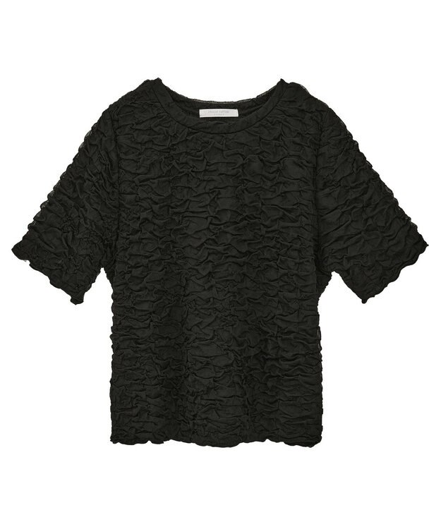 Green Parks 表面感カット５分袖プルオーバー Black