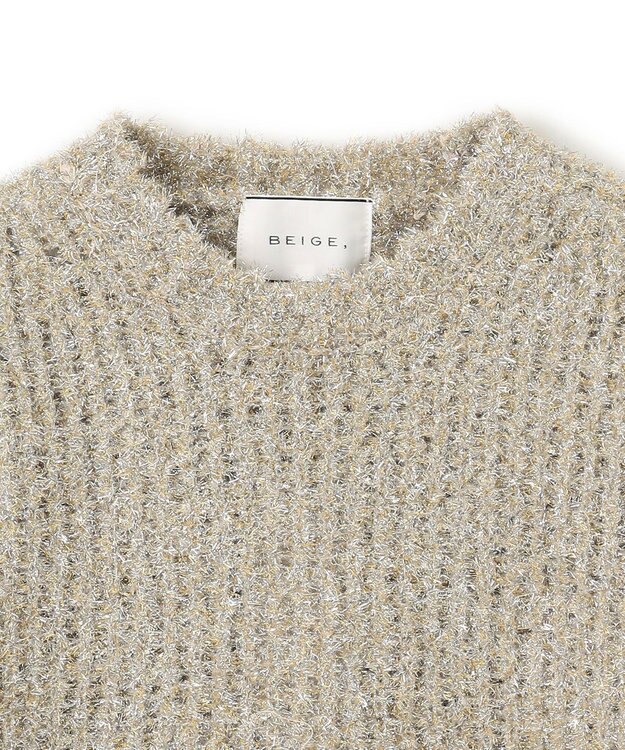 BEIGE， 【洗える・Precious 4月号掲載】TRITOMA / ラメクルーネック半袖ニット Gold
