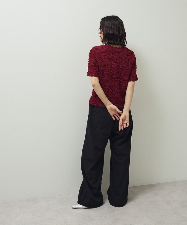 Green Parks 表面感カット５分袖プルオーバー Bordeaux