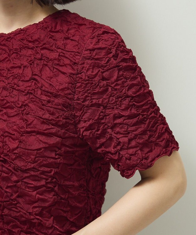 Green Parks 表面感カット５分袖プルオーバー Bordeaux