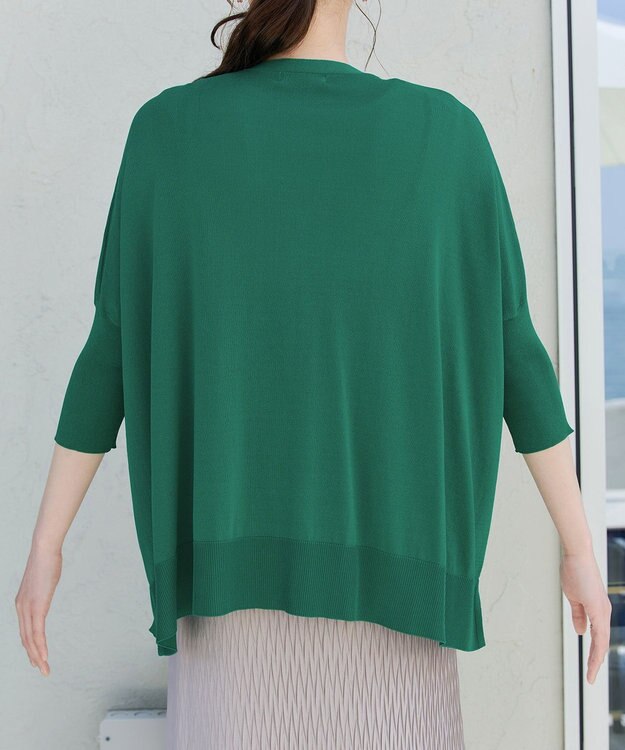 Tiaclasse L 軽やかニットドルマンカーディガン グリーン