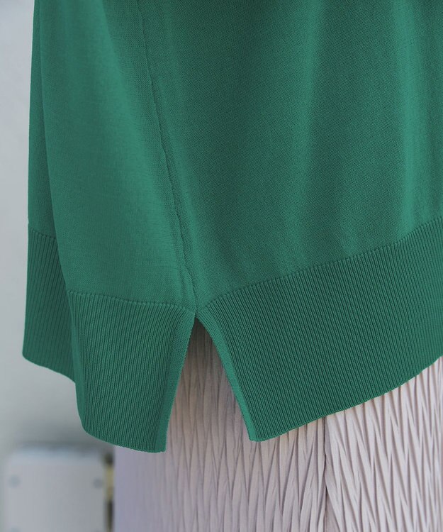 Tiaclasse L 軽やかニットドルマンカーディガン グリーン