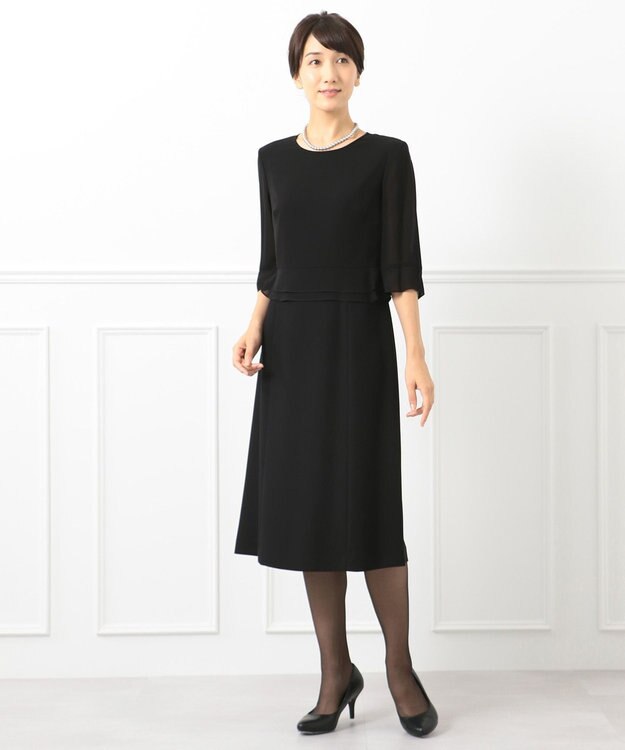 自由区 FORMAL 【オールシーズン対応】バーズアイ ジャケット+ワンピース ブラック系