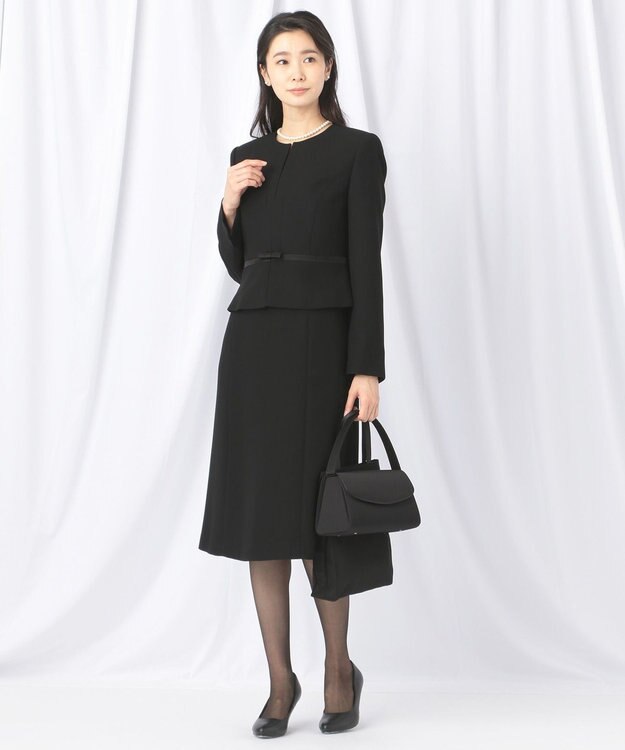 自由区 FORMAL 【オールシーズン対応】バーズアイ ジャケット+ワンピース ブラック系