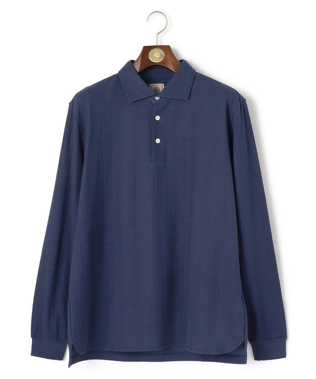 J.PRESS MEN 【ビジネス対応】リンクスシャドーチェック ロングスリーブポロシャツ ブルー系