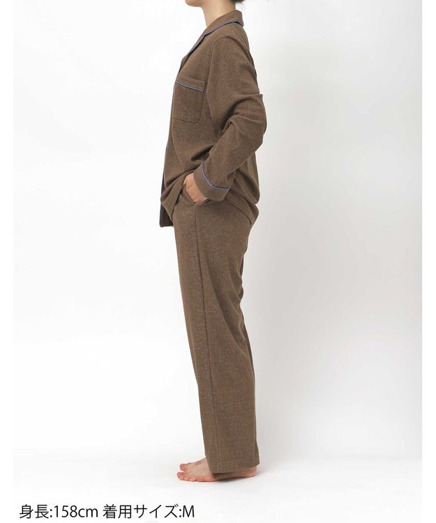 une nana cool 【綿混】コットンパイルパジャマMADEWITHLIBERTYFABRIC ブラウン