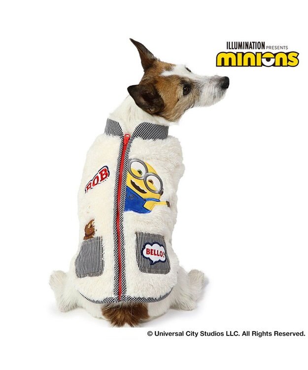 PET PARADISE ミニオン ボブ ジップ ボアベスト 小型犬 ホワイト