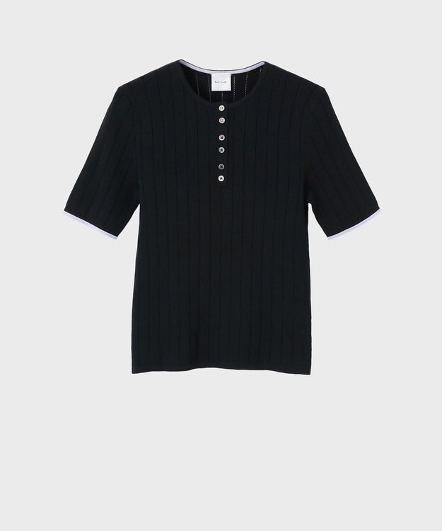 Paul Smith 【洗える】リブアイレット 半袖ニット ブラック
