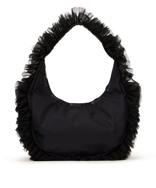 LeSportsac RUFFLE ZIP HOBO/ブラックレースラッフル ブラックレースラッフル