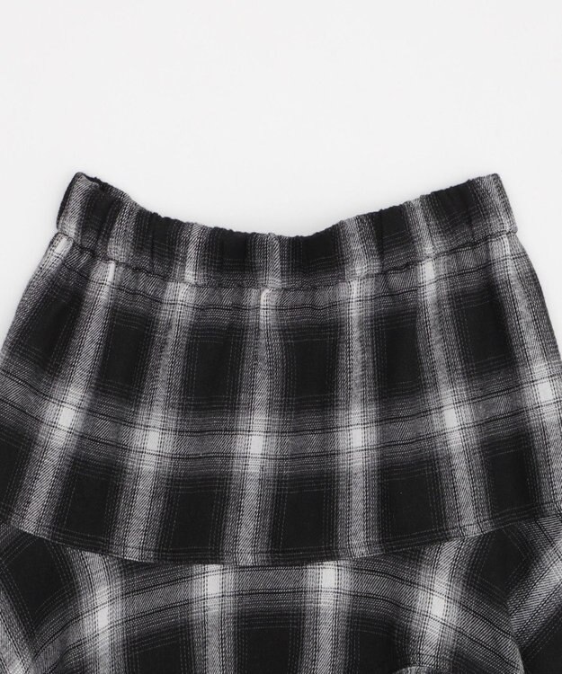 WEGO チェックアシンメトリーフリルロングスカート ブラックチェック1