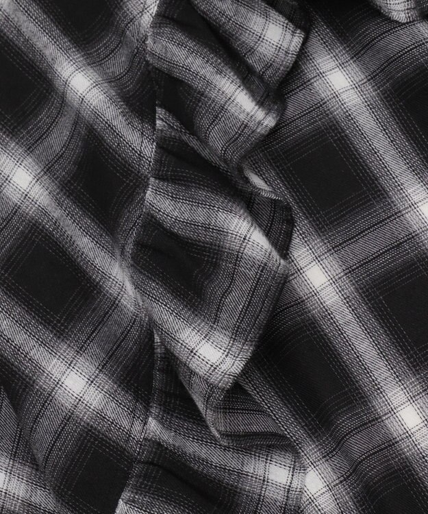 WEGO チェックアシンメトリーフリルロングスカート ブラックチェック1