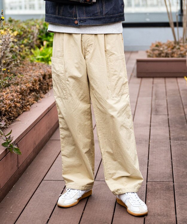 WHITE MAILS 【ユニセックス/軽量】COTTON PAPER  POPLIN DRAWSTRING ミリタリーパンツ ベージュ