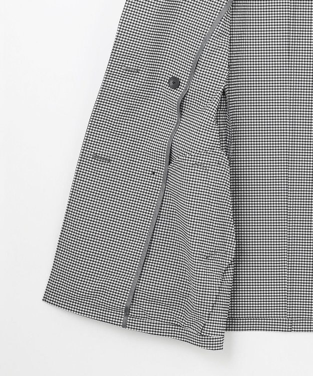 J.PRESS LADIES S 【洗える】Lightストレッチギンガム ダブル トレンチコート ブラック×ライトグレーギンガム系