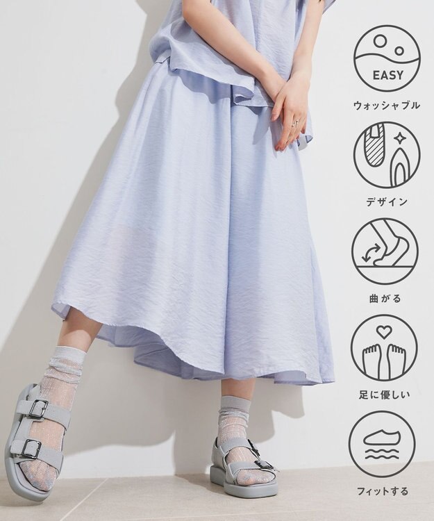 steppi 【洗える】バックルベルト サンダル グレー