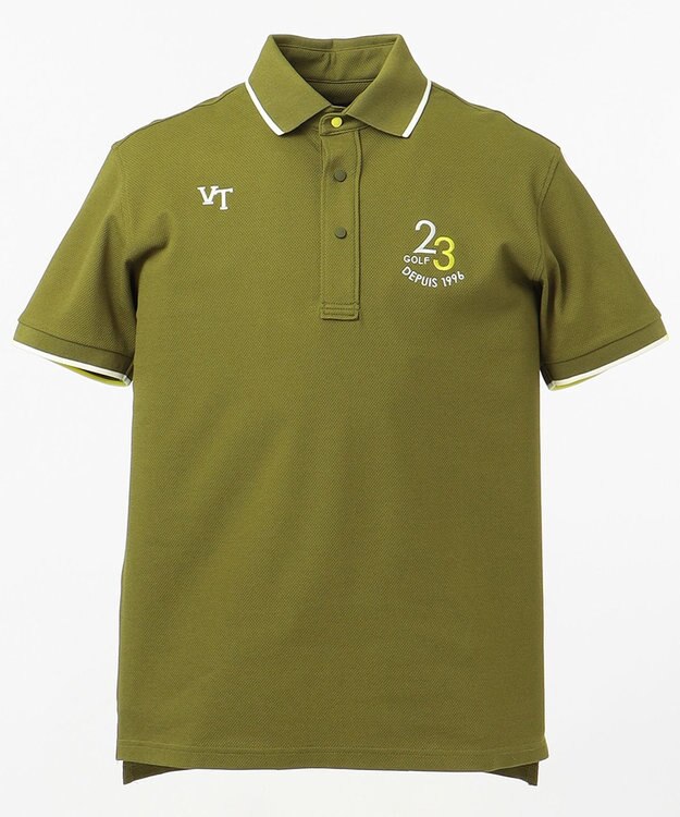 23区GOLF 【MEN】ハニカム鹿子 半そでポロシャツ カーキ系