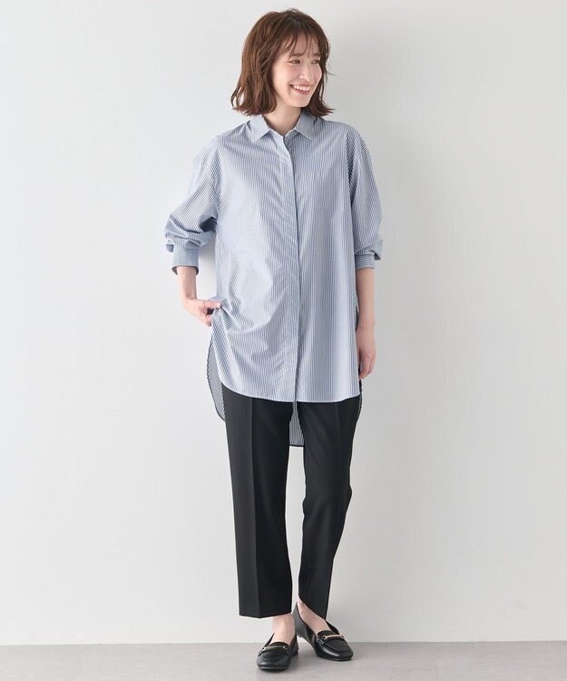 ANY 【洗濯機可/ストレッチ/ウエストゴム/裏起毛】マルチファンクションストレッチテーパードパンツ ブラック