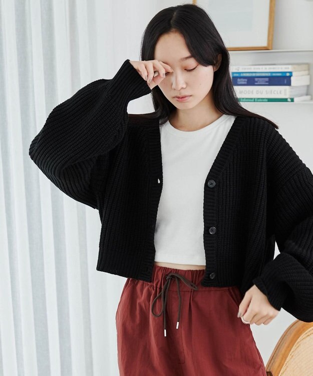 WEGO Vネックカラーカーディガン ブラック