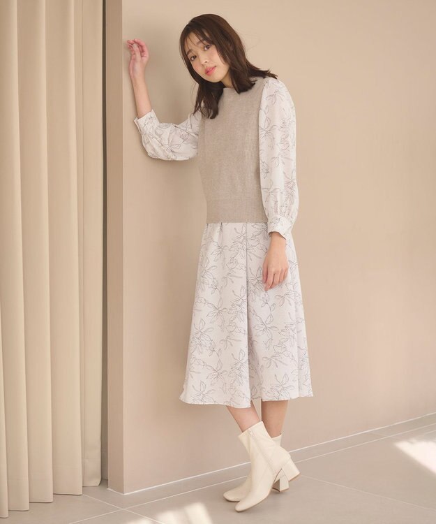 Feroux 【セットアイテム】ニットベストセット ワンピース ベージュ系2