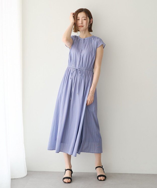 YECCA VECCA ギャザードロストワンピース Stripe