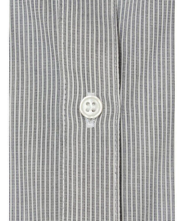 Green Parks イージーケアスタンドフリルシャツチュニック Stripe Black