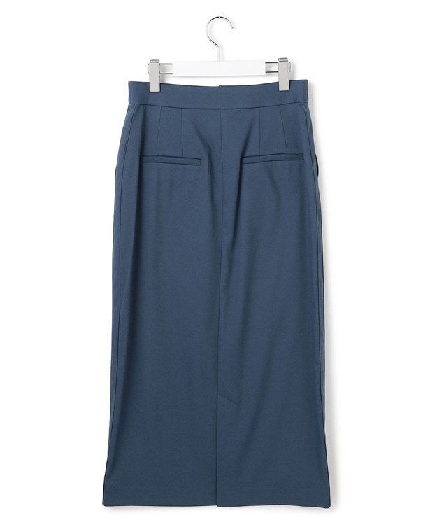 ICB 【CLASSY.掲載・裏起毛】 ウォームサテン Iラインスカート ブルーグレー系