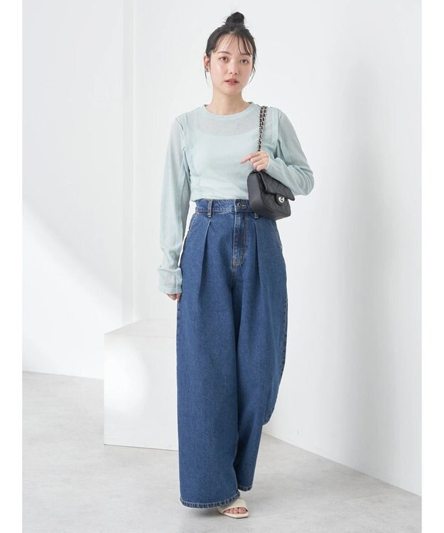 earth music&ecology タックワイドデニムパンツ Medium Indigo