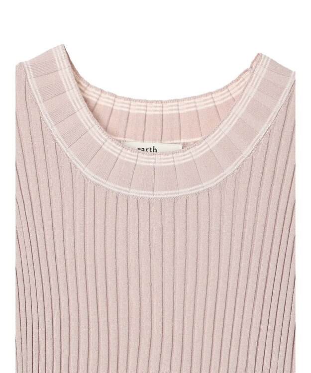 earth music&ecology ノースリーブラインニットプルオーバー Mocha