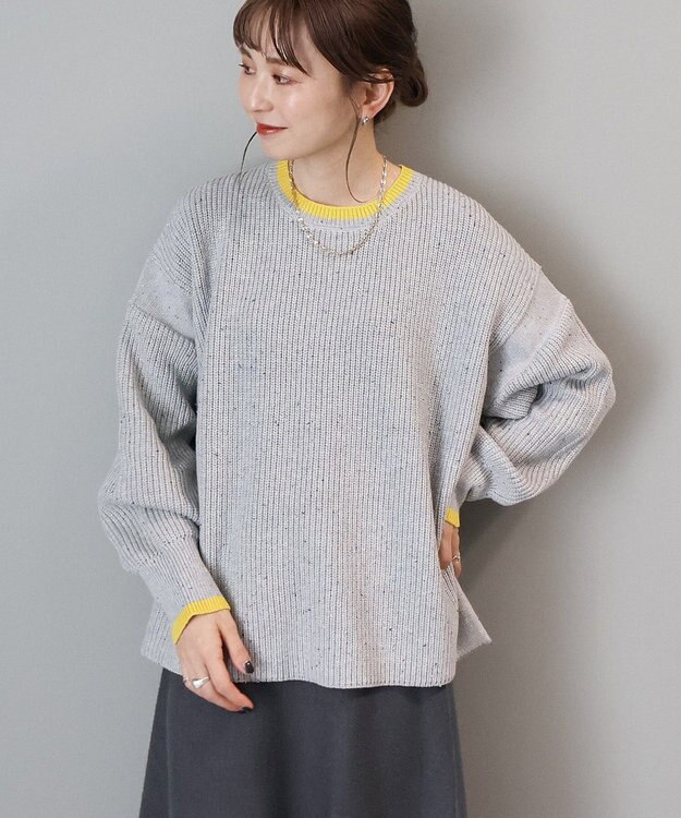 AMERICAN HOLIC 【WEB限定】配色ラインニットプルオーバー Oatmeal