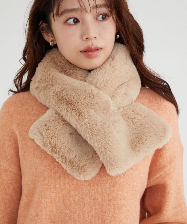 Feroux 【リバーシブル】フェイクファーティペット ベージュ系