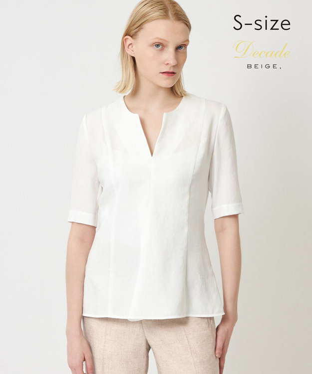 BEIGE， 【S-size】CAROLE / ペプラムブラウス White×Sand