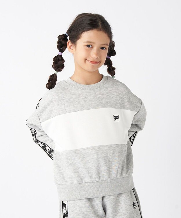 OP／FILA 【FILA】モノクロカラークルーネックスウェット/キッズ 杢グレー