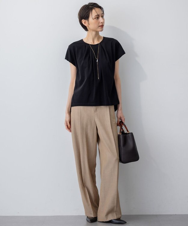 23区 【GOLD LABEL】ナチュラルシャンブレー タックパンツ ベージュ系