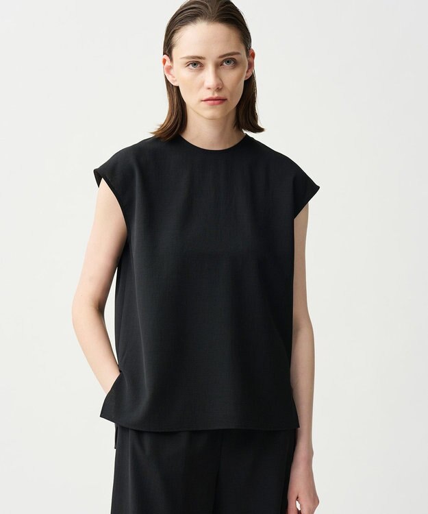 uncrave ドライタッチトロ ノースリーブブラウス ブラック