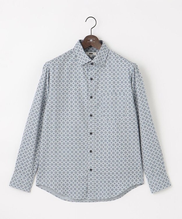 JOSEPH ABBOUD 【キングサイズ・柔らか】ファインパターンプリント シャツ サックスブルー系5
