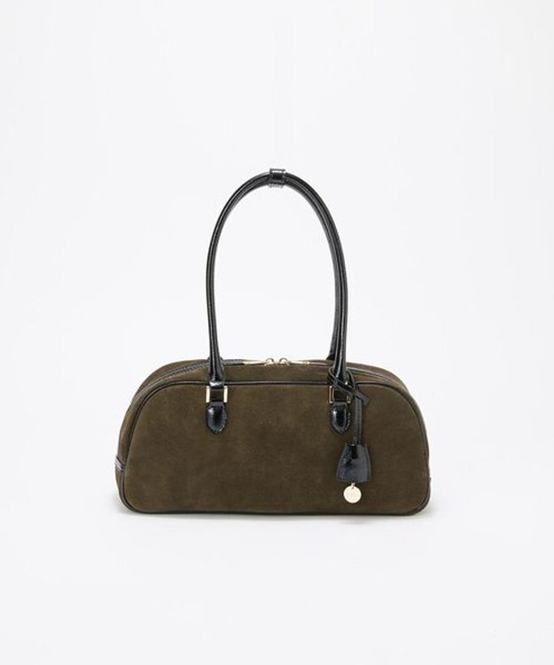 TOPKAPI 【TREASURE TOPKAPI】スエード エナメルコンビ ワイド ボストンバッグ チャーム付き カーキ