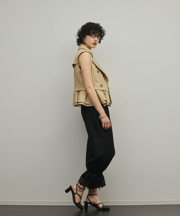 GRACE CONTINENTAL ペプラムトレンチベスト ベージュ