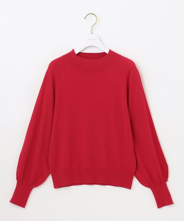 ANY SIS 【洗える】カシミヤブレンドパフ袖 ニット レッド